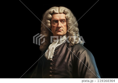 Genius immortalized: portrait of Isaac Newton, showcasing iconic figure whose groundbreaking contributions to physics, mathematics reshaped our understanding natural world and scientific principles. Genius immortalized: portrait of Isaac Newton, showcasing iconic figure whose groundbreaking contributions to physics, mathematics reshaped our understanding natural world and scientific principles. 119168364