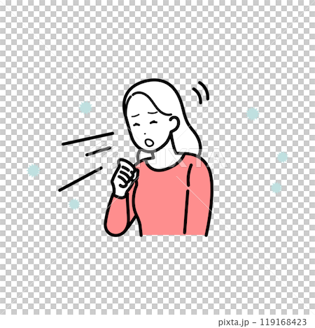 一個感覺不舒服並且咳嗽的女人的插圖 一個感覺不舒服並且咳嗽的女人的插圖 119168423