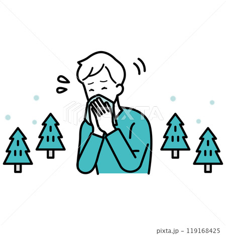 花粉に困っている男性のイラスト 119168425