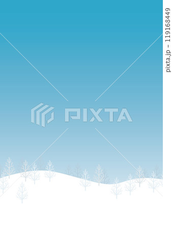 冬の澄んだ空と雪原のベクターイラスト（A3タテ） 119168449