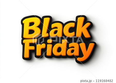 Marketing layout: Text Black Friday featured on a striking background, ideal for creating eye-catching banners or wallpapers, to highlight promotional offers and special deals. 119168482