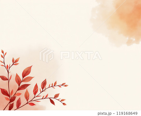 秋色 シンプルな葉っぱのフレーム 落ち葉 枯れ葉 119168649