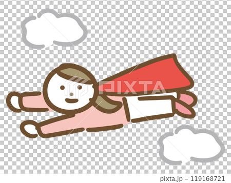 A woman with a cloak flying in the sky A woman with a cloak flying in the sky 119168721