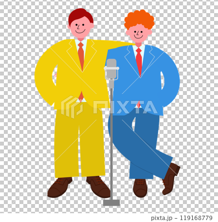 萬才二人手挽手插畫（雙腿交叉版） 119168779