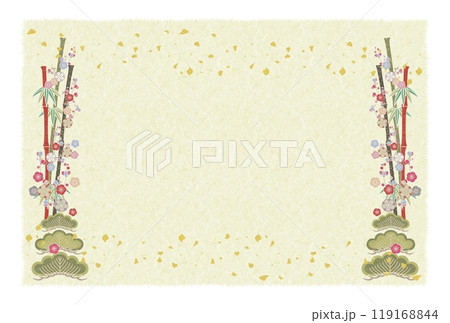 松竹梅金箔ハガキ背景 119168844