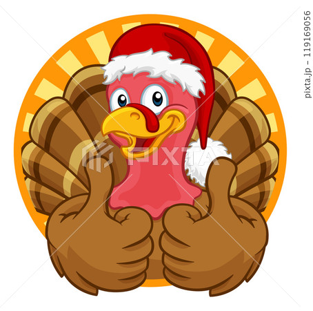 Turkey In Santa Hat Christmas Thanksgiving Cartoon Turkey In Santa Hat Christmas Thanksgiving Cartoon 119169056