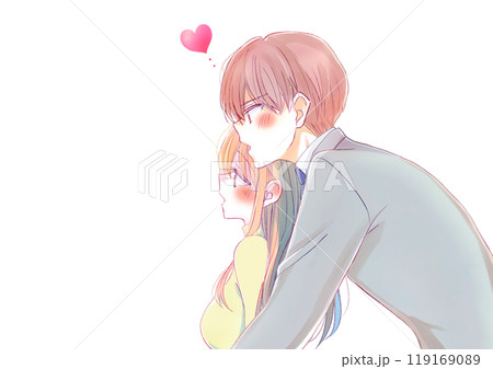 バックハグする男性会社員と私服の女性 119169089