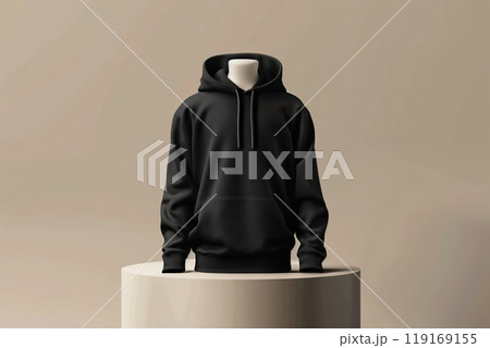 mock up black hoodie on beige background 119169155
