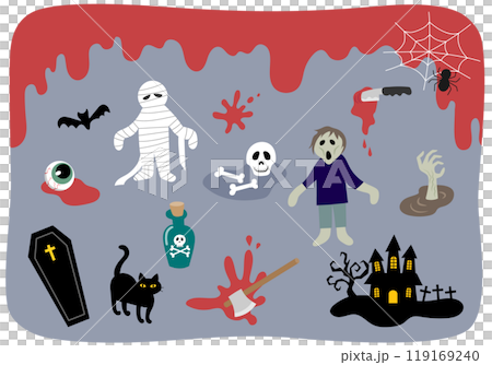 ハロウィン向けのかわいいホラー系イラストのセット 119169240