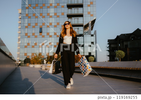 Woman Shopping in Urban Setting 119169255