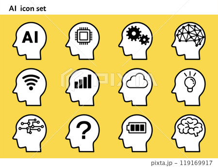 人工知能アイコンセット（モノクロ） 119169917