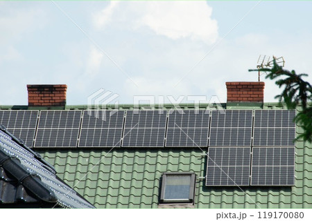 Installing a Solar Cell on a Roof. Installing a Solar Cell on a Roof. 119170080