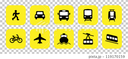 乗り物のシンプルなアイコンセット 119170159