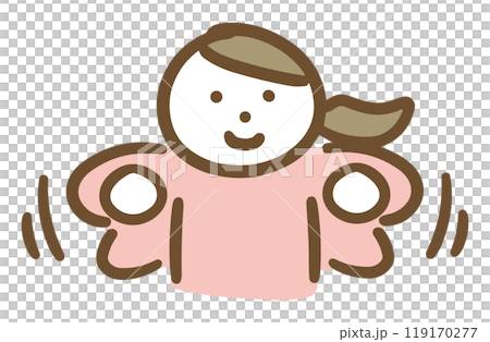 穿著休閒服的興奮的年輕女子（上身，正面） 119170277