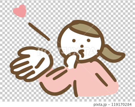 投げキッスをする私服の若い女性(上半身) 投げキッスをする私服の若い女性(上半身) 119170284