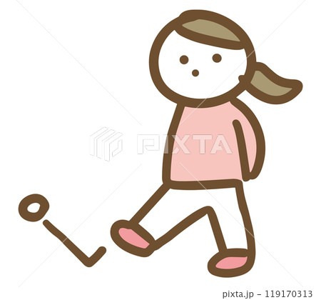 小石を蹴っていじけている私服の若い女性(全身) 小石を蹴っていじけている私服の若い女性(全身) 119170313