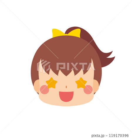 目が星の可愛い小さな女の子の絵文字イラスト　アイコン　顔　表情　白背景　ベクター 119170396