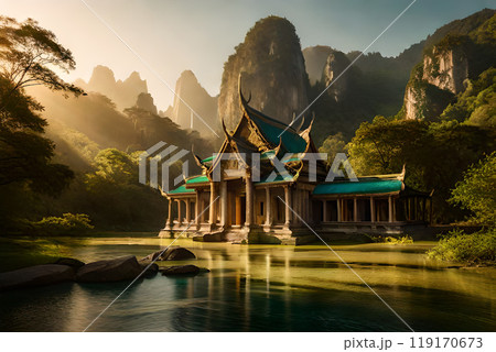 Ancient Ta Promh temple in the jungle 119170673