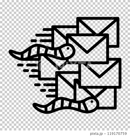 Mass spam mail and worm icon. 119170759