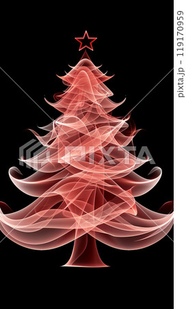 Red stylized Christmas tree with a star on top...のイラスト素材 [119170959 ...