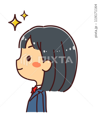 横顔の女学生　挑戦　イラスト素材 119171164