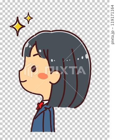 横顔の女学生　挑戦　イラスト素材 119171164