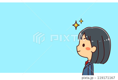 横顔の女学生　挑戦　イラスト素材 119171167
