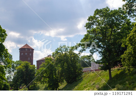 Ancient facade of the building Wawel Castle City of Krakow Poland 119171291