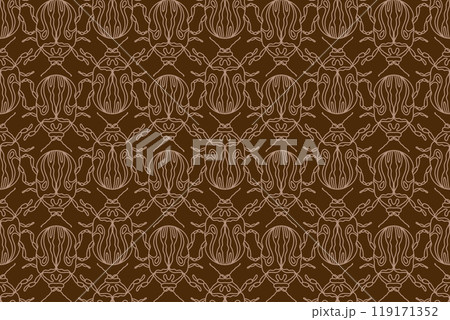 Seamless vector pattern with beetles. Bug background. Hand-drawn insect design. 119171352