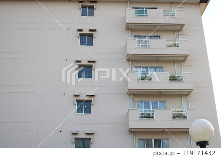 Balcony row of modern building and detail. 119171432