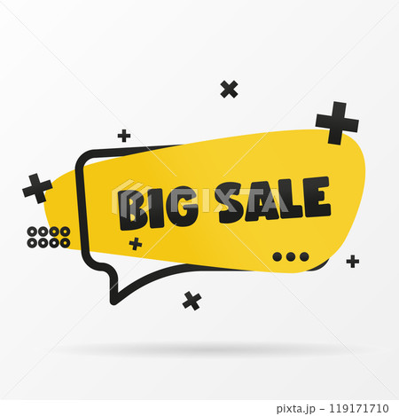 Original inscription BIG SALE on the banner. Vector design in a flat style. Simple clip art vector illustration. 119171710
