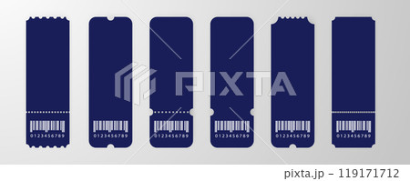 Ticket template. A set of tickets. Collection of templates of vintage tickets. Vector tickets with barcode. Ticket template. A set of tickets. Collection of templates of vintage tickets. Vector tickets with barcode. 119171712