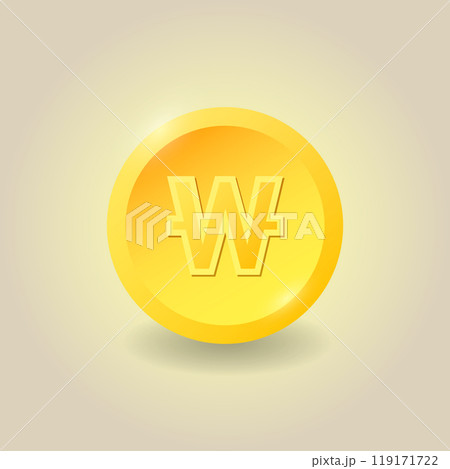Gold coin. South Korean Won coin. Finance concept. Vector illustration. For websites and mobile app, infographics. Gold coin. South Korean Won coin. Finance concept. Vector illustration. For websites and mobile app, infographics. 119171722
