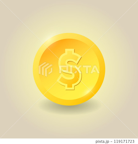 Gold dollar coin. Finance sign concept for websites, web design, mobile app, infographics. Vector illustration. Gold dollar coin. Finance sign concept for websites, web design, mobile app, infographics. Vector illustration. 119171723