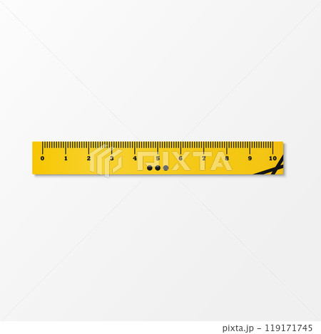 Ruler. Black and yellow color. Vector illustration clipart. Realistic mockup in corporate colors. EPS 10. Isolated. Ruler. Black and yellow color. Vector illustration clipart. Realistic mockup in corporate colors. EPS 10. Isolated. 119171745