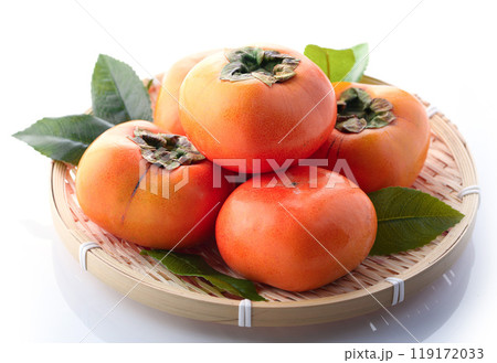 秋の味覚 柿 （ 白背景 ） 119172033