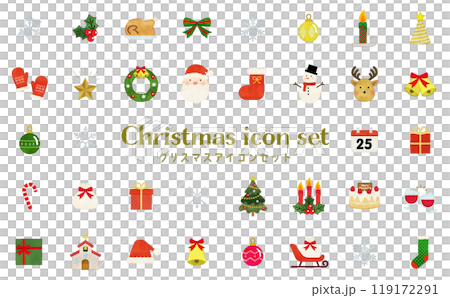 水彩風 クリスマス アイコンセット 119172291