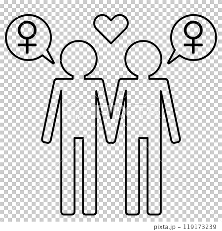 Lesbian same-sex couple character icon 119173239