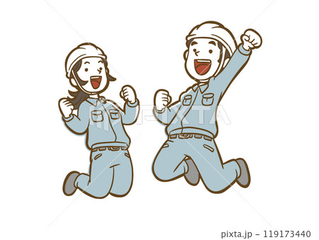 ジャンプする作業員 119173440