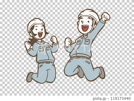 ジャンプする作業員 119173440