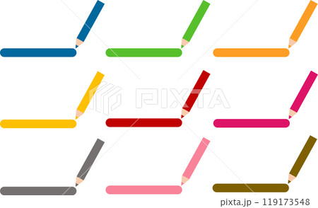 色鉛筆で線を引くイラストセット 色鉛筆で線を引くイラストセット 119173548