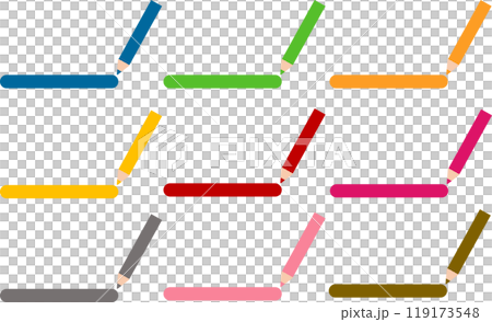 色鉛筆で線を引くイラストセット 色鉛筆で線を引くイラストセット 119173548