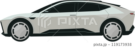 A gray car with a black stripe on the side. futuristic design 119173938
