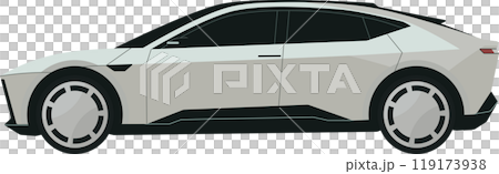 A gray car with a black stripe on the side. futuristic design 119173938
