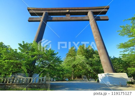 【和歌山県】快晴の大斎原の大鳥居（熊野本宮大社） 119175127
