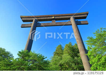 【和歌山県】快晴の大斎原の大鳥居（熊野本宮大社） 119175129