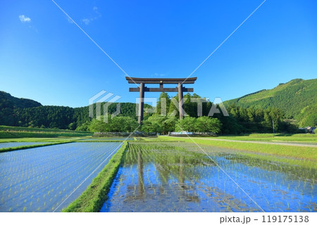 【和歌山県】快晴の大斎原の大鳥居（熊野本宮大社） 119175138