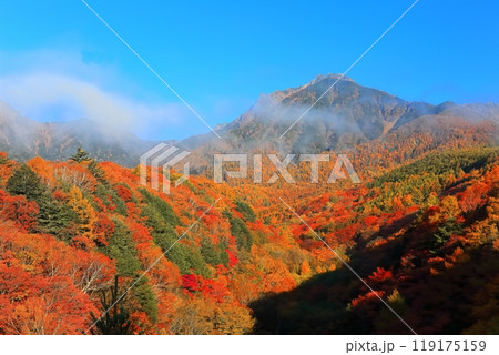 【山梨県】紅葉の八ヶ岳と東沢大橋　 119175159