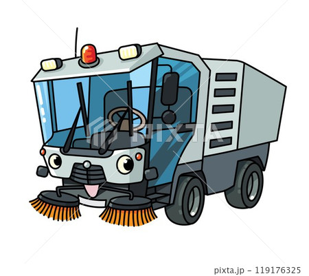 Funny small sweeper car with eyes 119176325