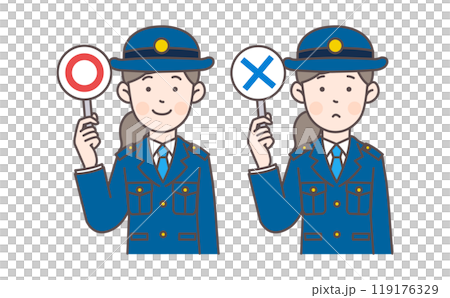 拿著標記和十字架的女警 拿著標記和十字架的女警 119176329